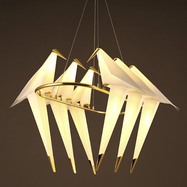 Люстра Origami Bird Chandelier 6 Бежево-серый Золотой в Ижевске | Loft Concept 