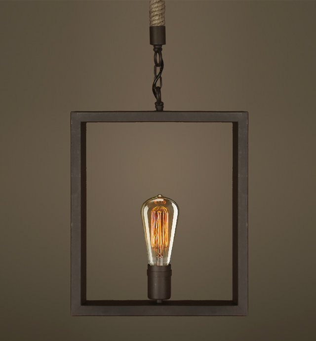 Подвесной светильник  Quadrate Loft Rope Light Коричневый в Ижевске | Loft Concept 