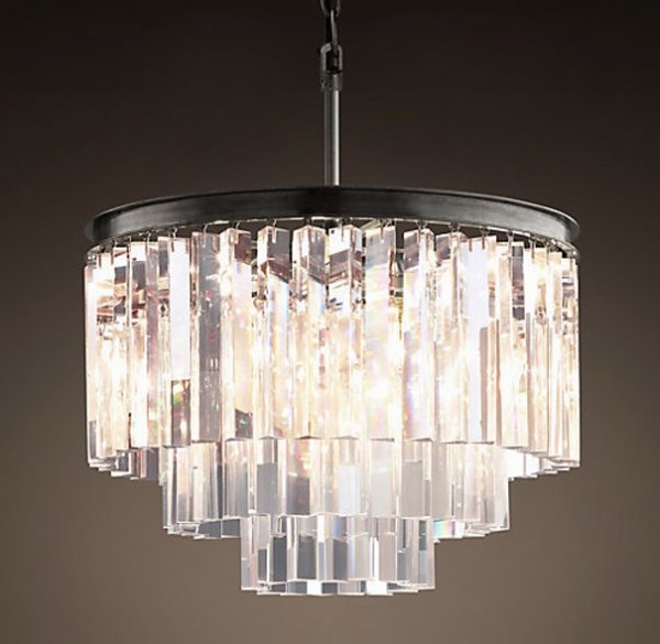 Люстра RH 1920s Odeon Clear Glass Fringe Chandelier - 3 rings Черный в Ижевске | Loft Concept 