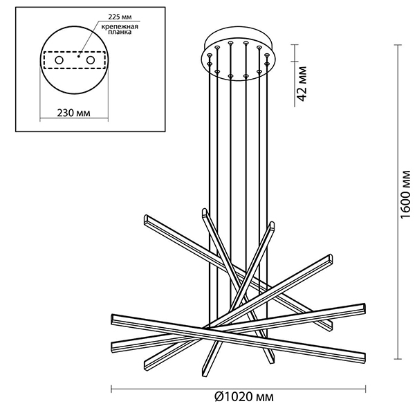 Люстра Rolf Six Black Lines Chandelier в Ижевске