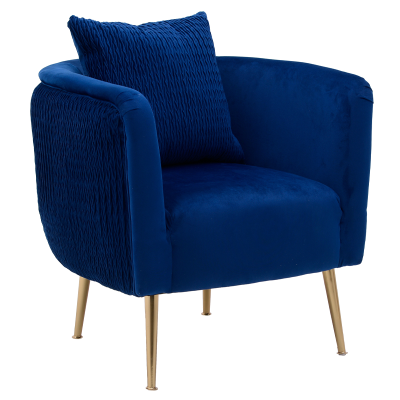 Кресло Yvette Armchair Blue Синий Глянцевое золото в Ижевске | Loft Concept 