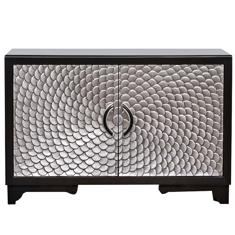 Комод с рельефным орнаментом Рыбья чешуя Fish scales Chest of drawers Черный Серебряный в Ижевске | Loft Concept 