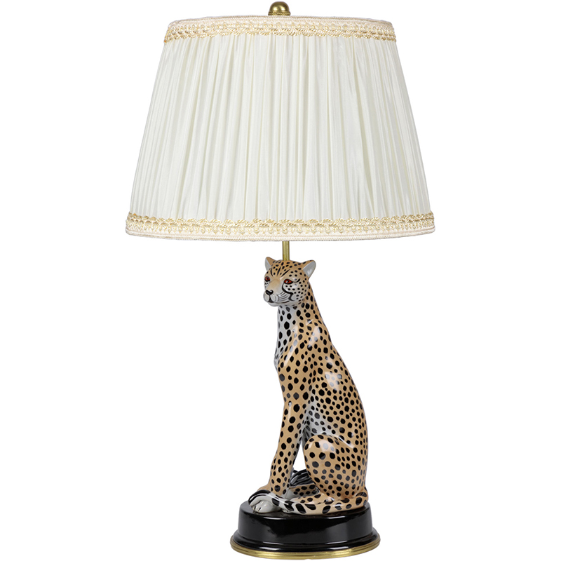 Настольная лампа с абажуром Leopard Table Lamp Кремовый Коричневый Черный в Ижевске | Loft Concept 