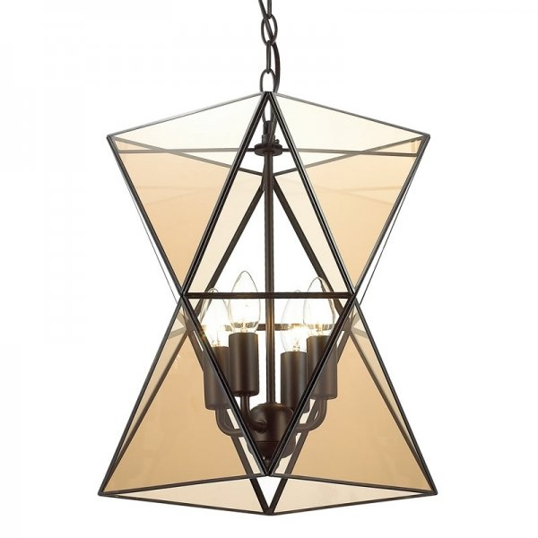 Люстра PolyPyramid Glass Pendant 4 Cognac Прозрачный в Ижевске | Loft Concept 