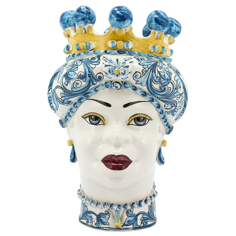 Ваза VASE MORO LADY CROWN blue Желтый Синий в Ижевске | Loft Concept 