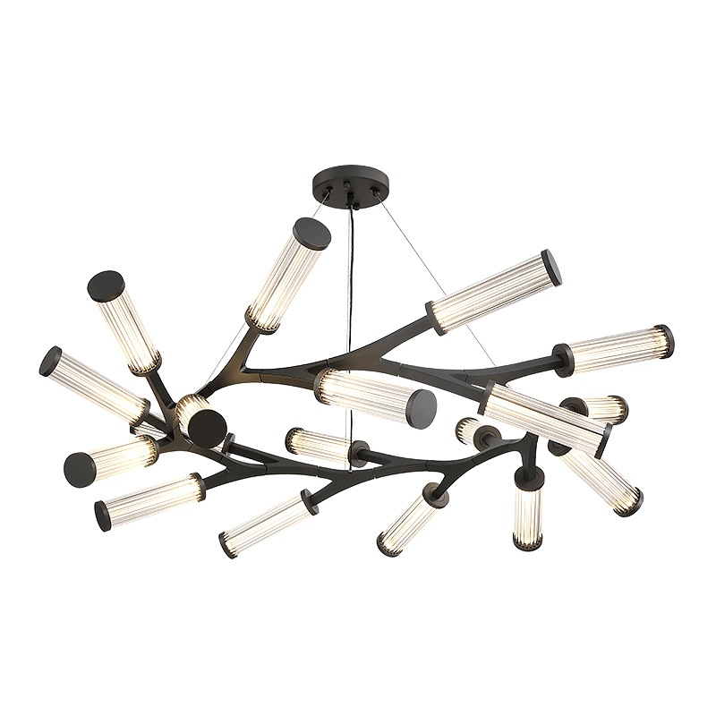 Люстра Cylinder Branches Chandelier Ring Black Черный Прозрачный в Ижевске | Loft Concept 