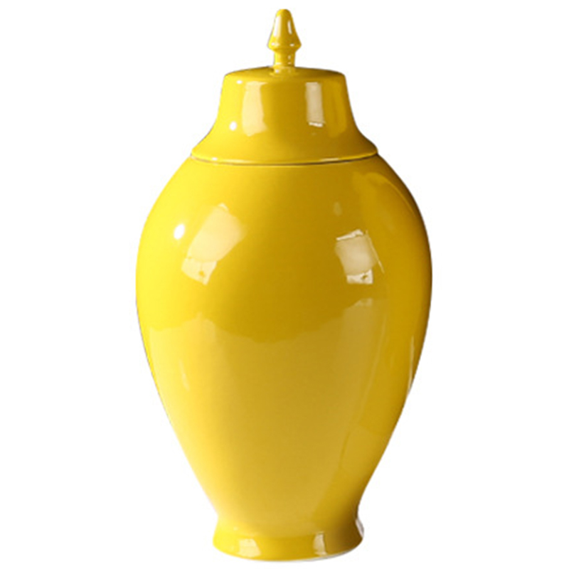 Ваза с крышкой Ceramic Yellow Vase Желтый в Ижевске | Loft Concept 