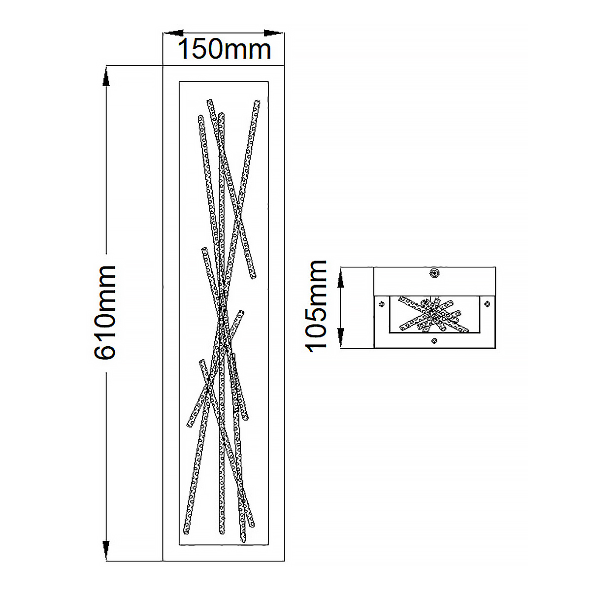 Бра в прямоугольной черной рамке с декором в виде ветвей в золотой отделке Hinkley в Ижевске