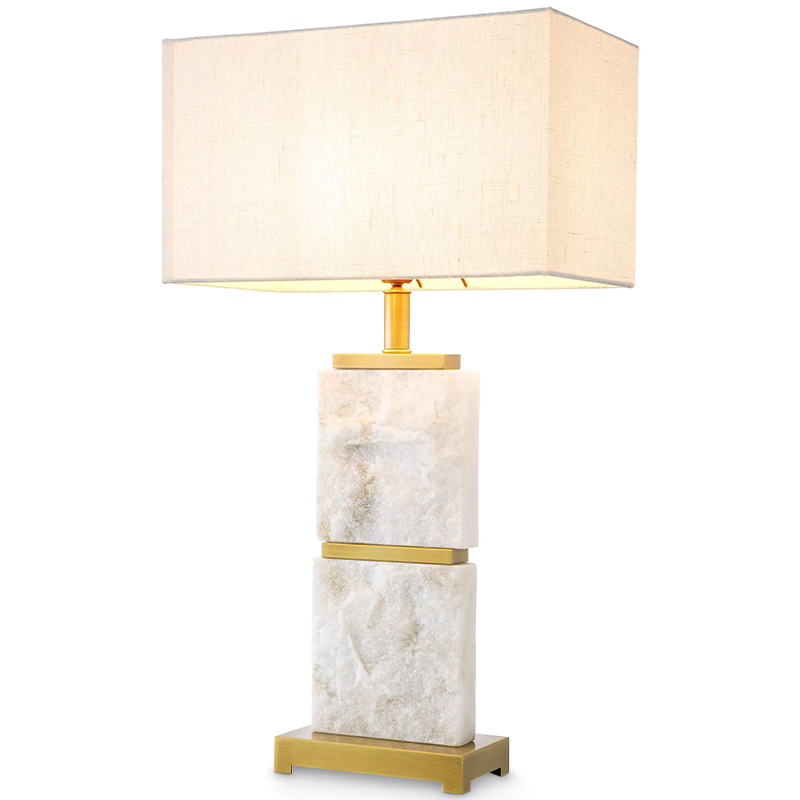 Настольная лампа Eichholtz Table Lamp Newton L Marble Кремовый Латунь Белый Мрамор Bianco в Ижевске | Loft Concept 