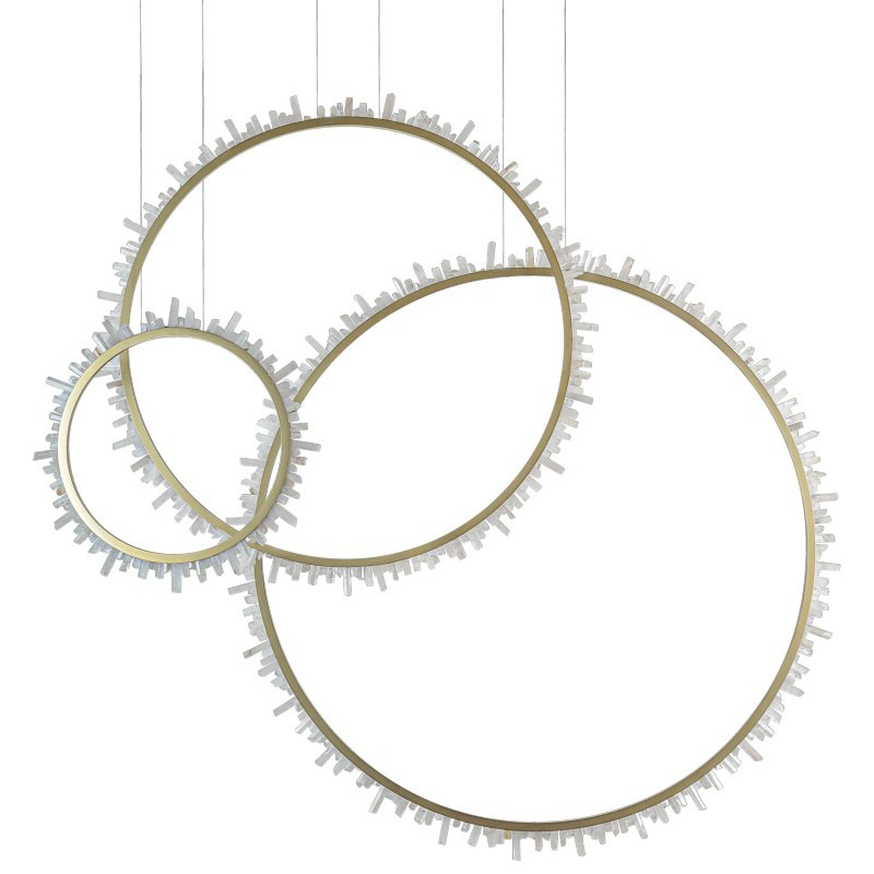 Люстра три кольца Vertical Crystal Gold Rings Chandelier Золотой Белый в Ижевске | Loft Concept 