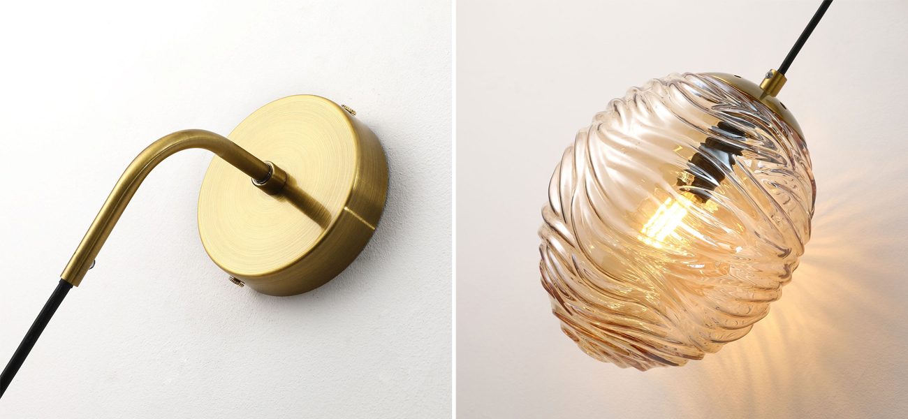 Бра с плафоном янтарного цвета Perforated Glass - фото