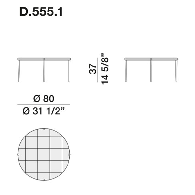 Дизайнерский круглый кофейный стол со стеклянной столешницей Gio Ponti D.555.1 Coffee Table в Ижевске