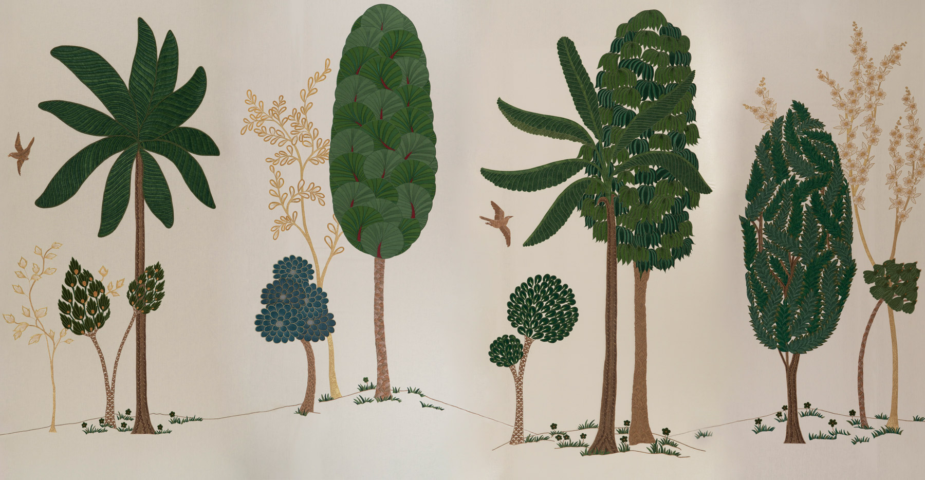 Обои ручная роспись Mughal Trees Original colourway on linen - постер Loft-Concept в Ижевске