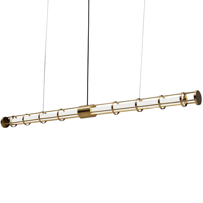 Линейный подвесной светильник Awais Rigs Linear Hanging Lamp Золотой Белый в Ижевске | Loft Concept 