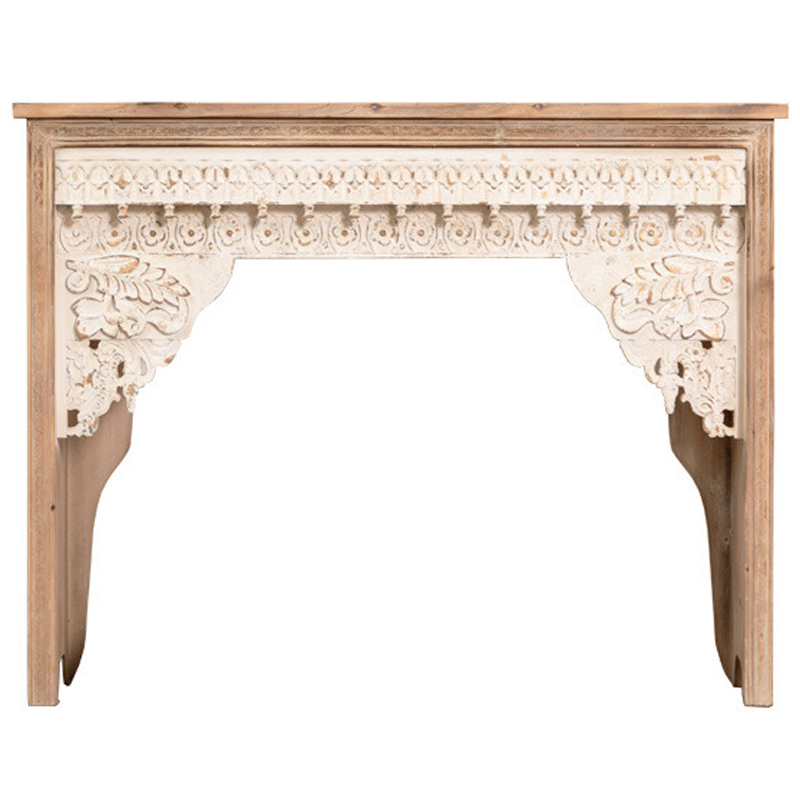 Консоль Indian Antique White Furniture Adnan Console Древесина Бежевый в Ижевске | Loft Concept 