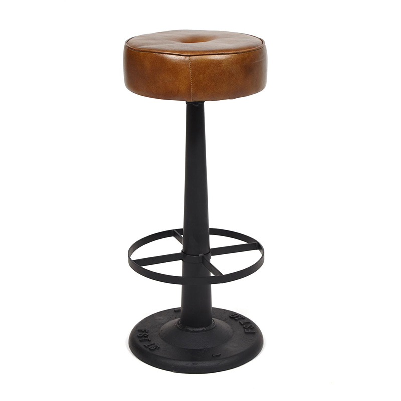 Барный стул Industrial leather bar stool Коричневый Черный в Ижевске | Loft Concept 