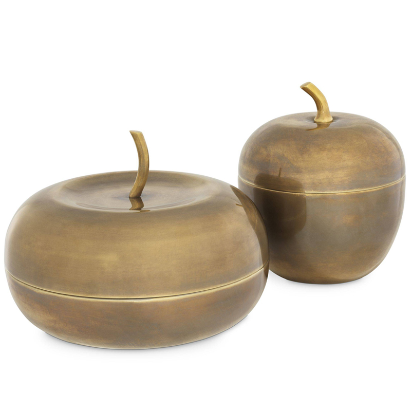 Комплект шкатулок Eichholtz Box Apple Set of 2 brass Винтажная латунь в Ижевске | Loft Concept 