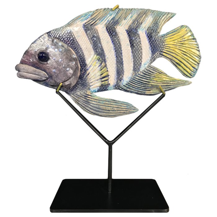 Статуэтка на подставке Striped Fish Серый Черный Белый в Ижевске | Loft Concept 