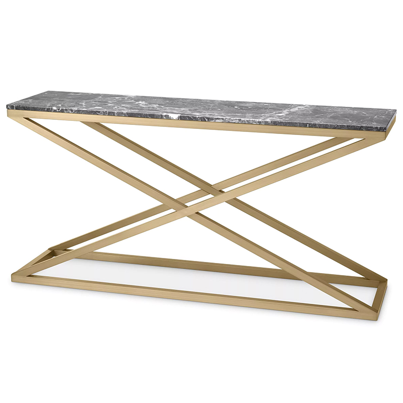 Консоль Eichholtz Console Table Criss Cross Латунь Серый в Ижевске | Loft Concept 