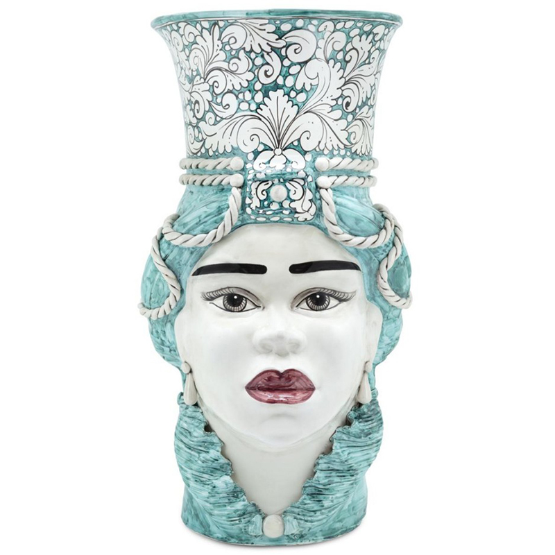 Ваза Vase Moro Lady Giant Ornate Malachite Бирюзовый Белый в Ижевске | Loft Concept 