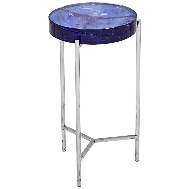 Приставной стол Blue Lollipop Side Table Синий Никель в Ижевске | Loft Concept 