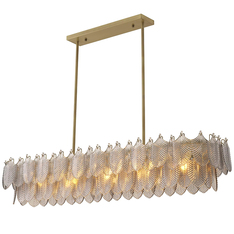 Люстра Eichholtz Chandelier Verbier Rectangular Стекло Смок Латунь в Ижевске | Loft Concept 