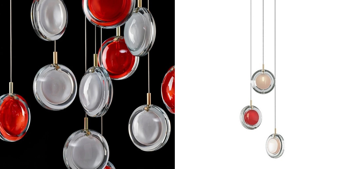 Люстра Lens 3 красный в стиле Bomma - фото