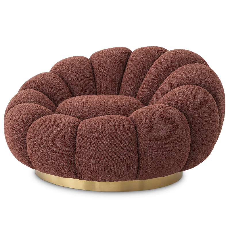 Кресло Eichholtz Swivel Chair Mello Boucle Rouge Бургундский красный Латунь в Ижевске | Loft Concept 