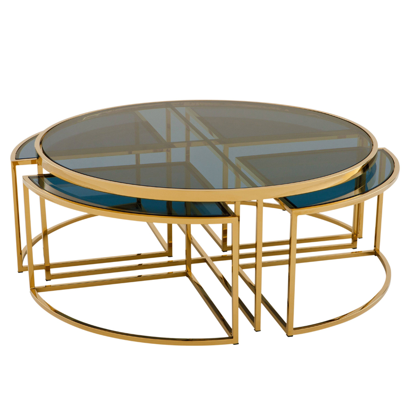 Кофейный стол Eichholtz Coffee Table Padova Gold Золотой Стекло Смок в Ижевске | Loft Concept 