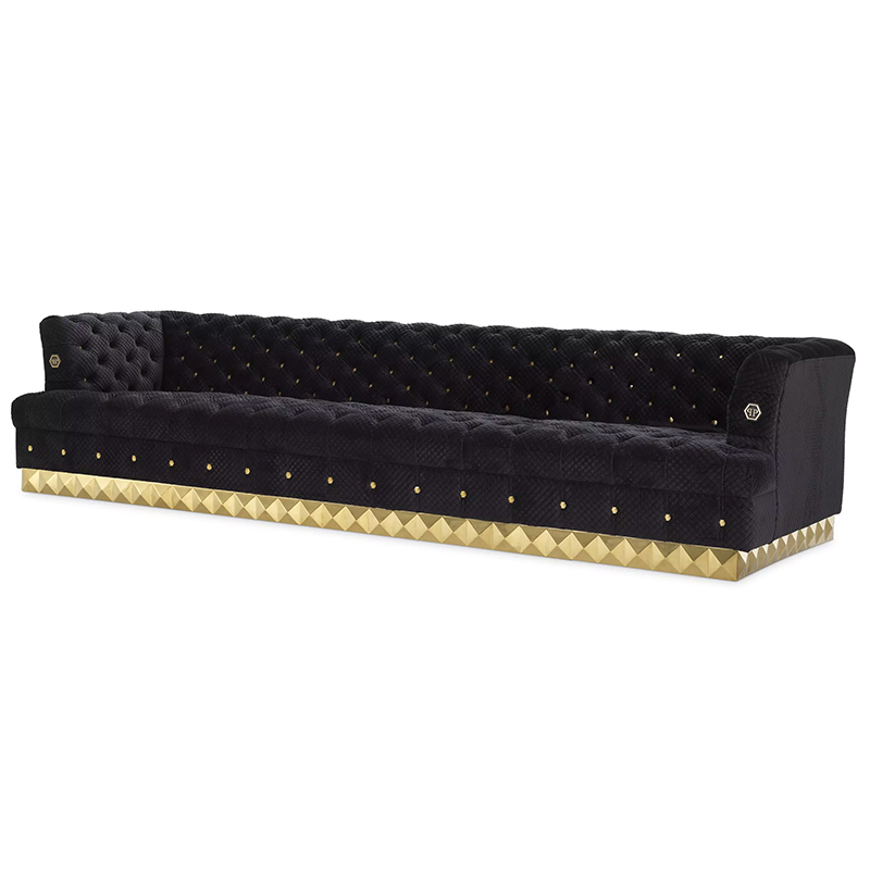 Диван Philipp Plein Sofa Rockstud L Черный Золотой в Ижевске | Loft Concept 