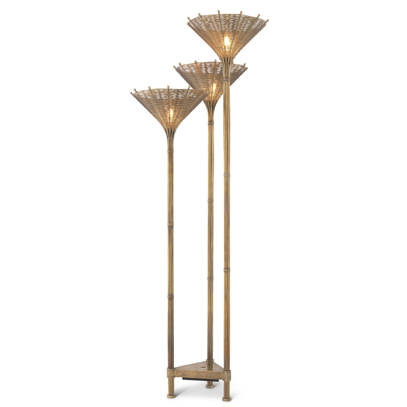 Торшер Eichholtz Floor Lamp Kon Tiki Triple Винтажная латунь в Ижевске | Loft Concept 