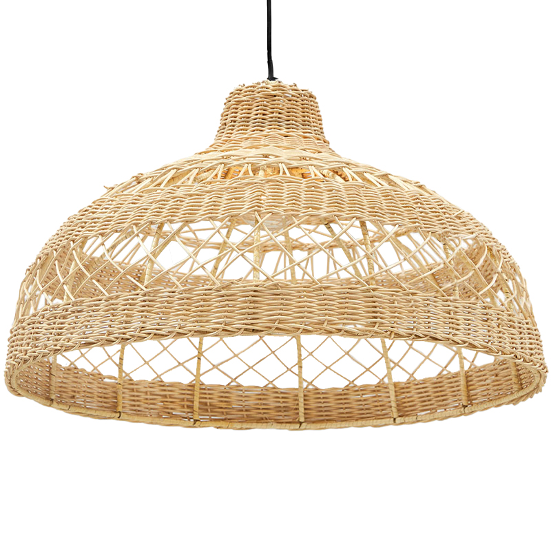 Подвесная люстра с плетеным абажуром Eman Wicker Chandelier Бежевый Черный в Ижевске | Loft Concept 