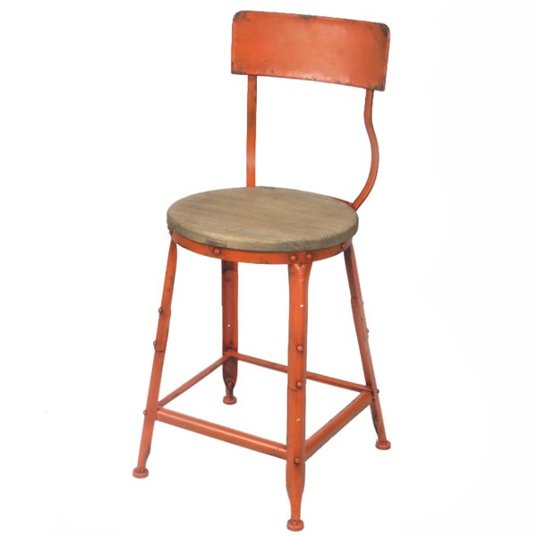 Барный стул Industrial Barstool Vintage Orange Оранжевый Коричневый в Ижевске | Loft Concept 