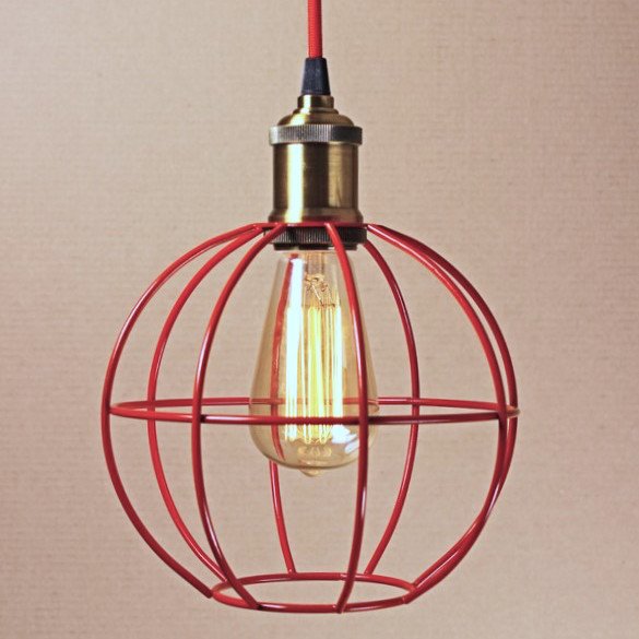 Подвесной светильник Wire Cage Pendant Ball Red Красный в Ижевске | Loft Concept 