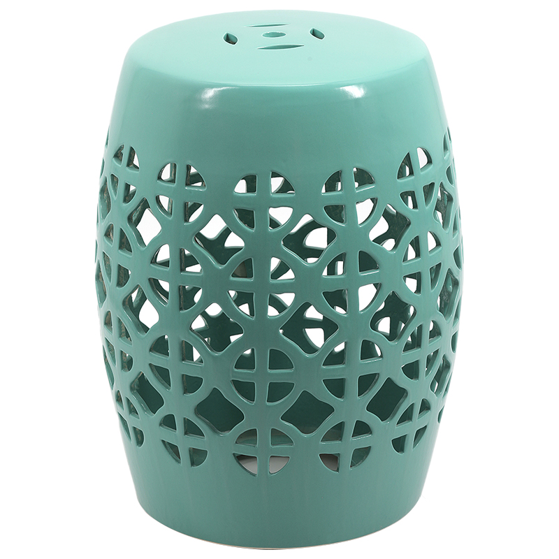 Керамический табурет Geometric Circles Garden Stool - Light Blue Бирюзовый в Ижевске | Loft Concept 