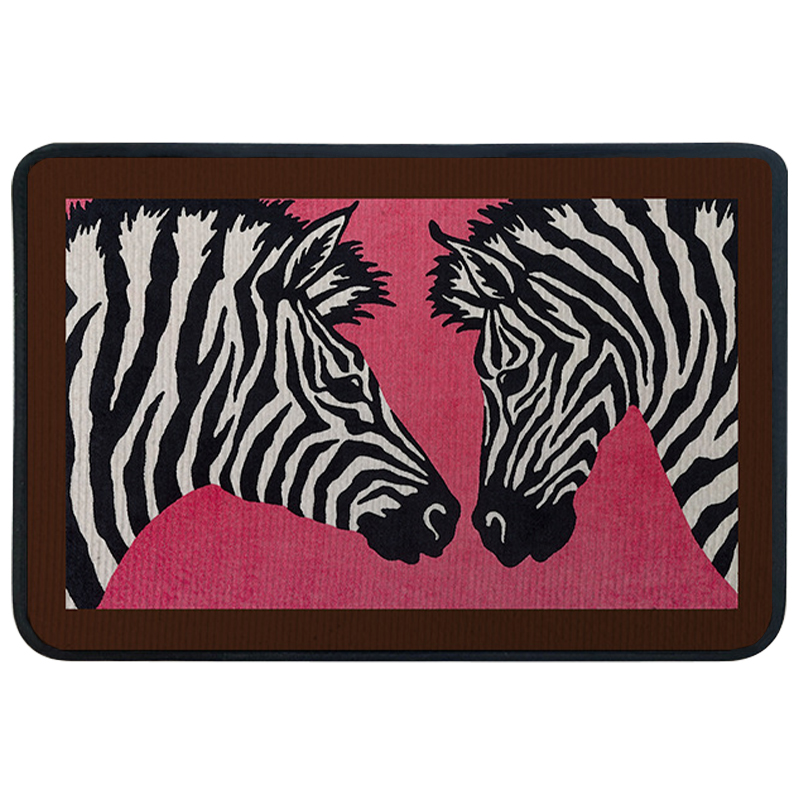 Ковер для прихожей и ванной Hermes Zebra Twins Rug Розовый Черно-белый в Ижевске | Loft Concept 