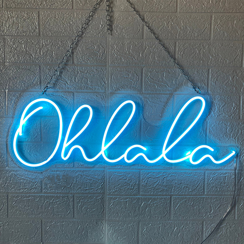 Неоновая настенная лампа Oh La La Neon Wall Lamp Синий Прозрачный Синий в Ижевске | Loft Concept 