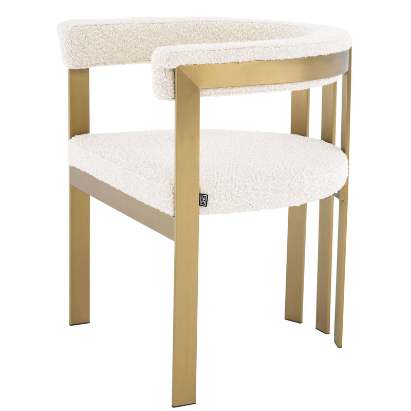 Стул Eichholtz Dining Chair Clubhouse boucle cream Кремовый Латунь в Ижевске | Loft Concept 