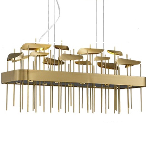 Светодиодная дизайнерская инсталляция ANODINE Perlina Rectangle  Chandelier Золотой в Ижевске | Loft Concept 