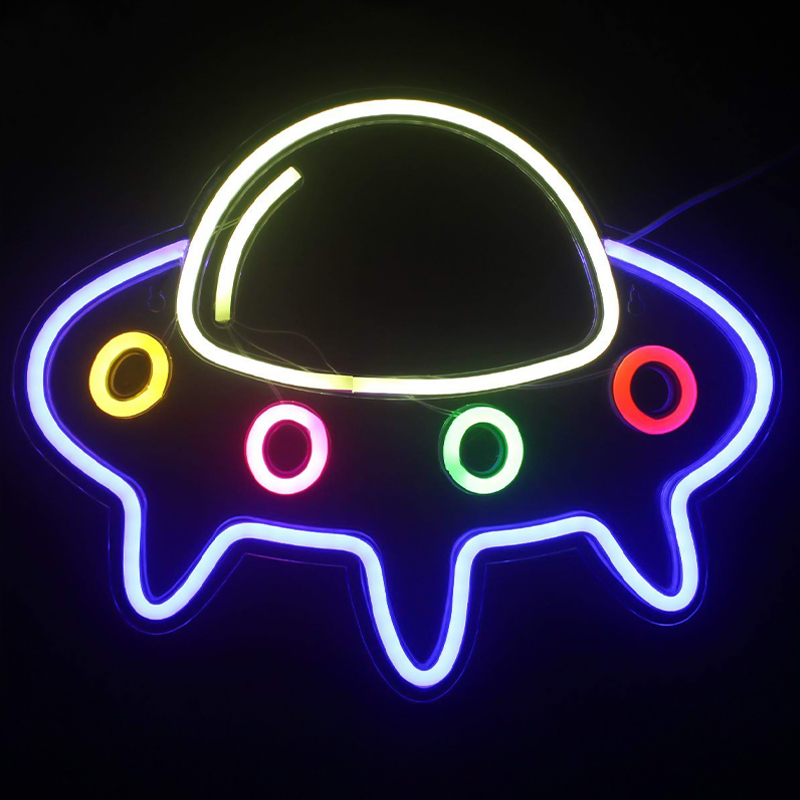 Неоновая настенная лампа Small Spaceship Neon Wall Lamp Мульти в Ижевске | Loft Concept 