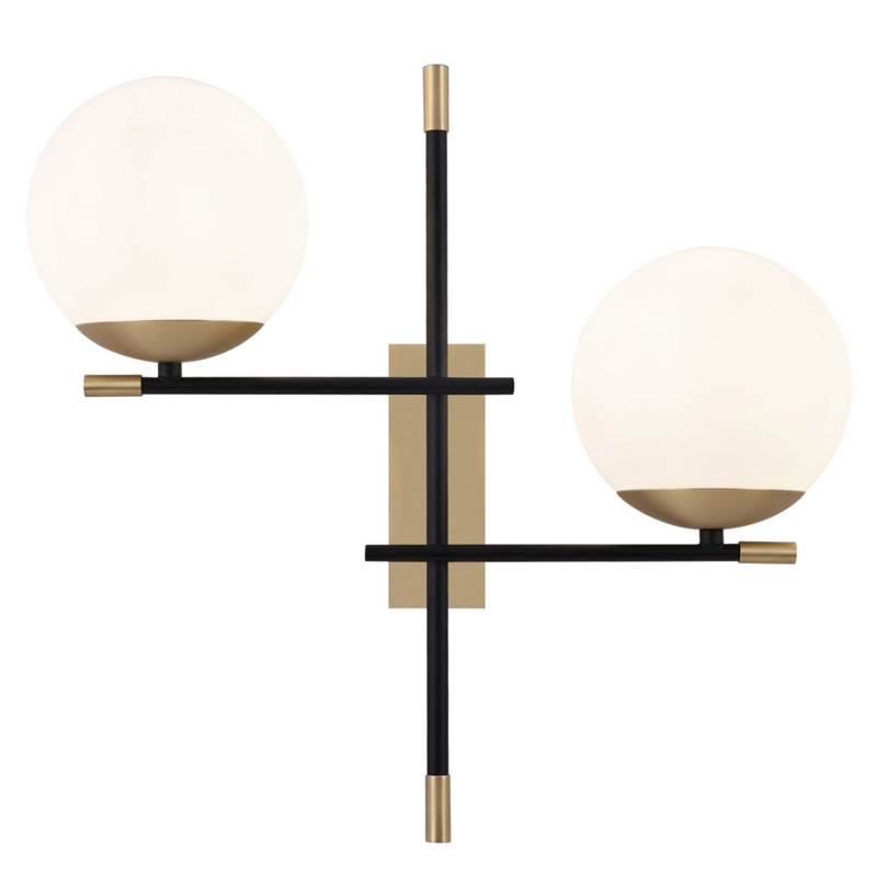 Бра Spike Two Balls Wall Lamp матовое золото Прозрачный белый в Ижевске | Loft Concept 