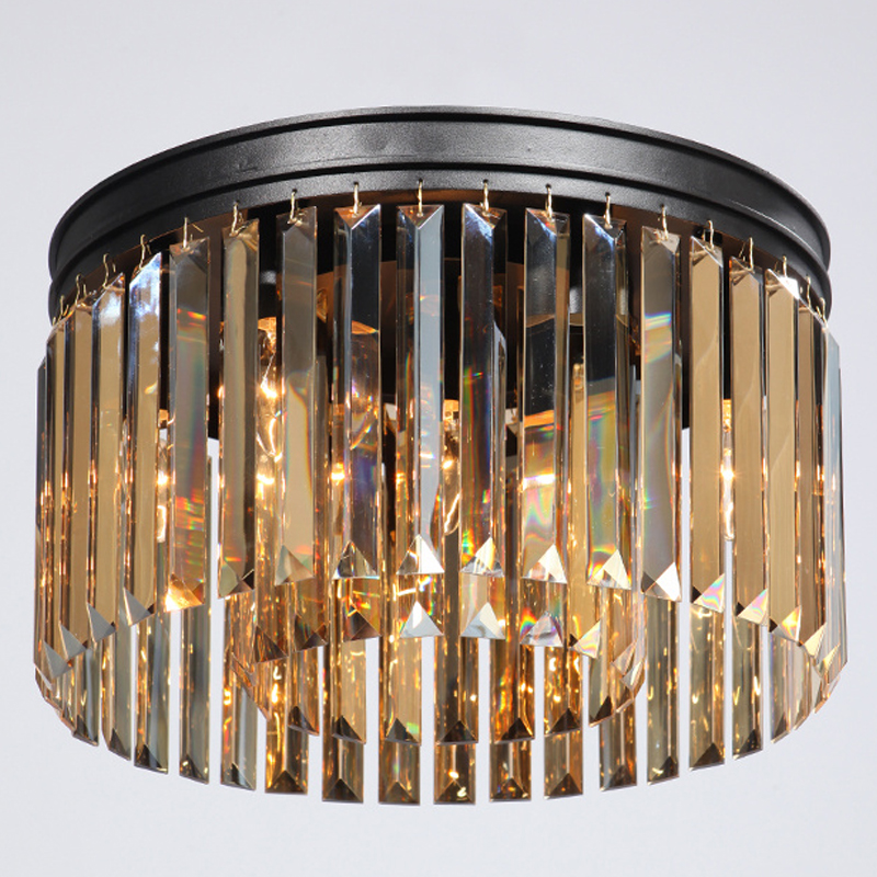 Потолочный светильник ODEON Amber GLASS Prism Round 2-TIER 40 см Черный в Ижевске | Loft Concept 