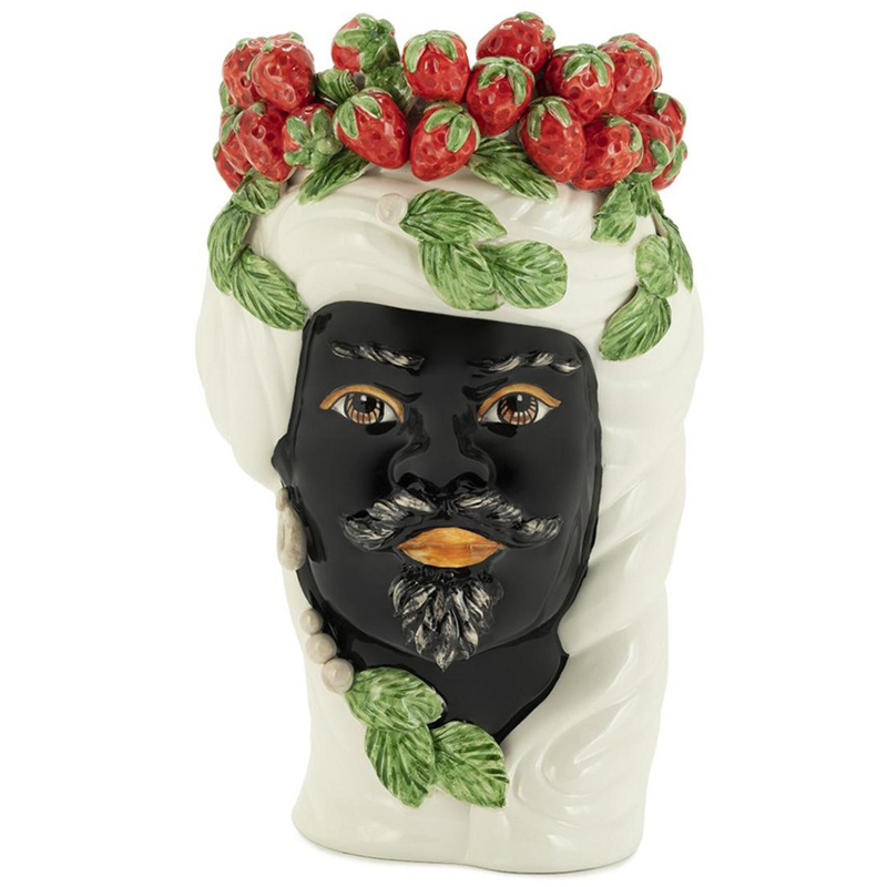 Ваза Vase Strawberries Head Man White Мульти Белый Красный Зеленый Черный в Ижевске | Loft Concept 