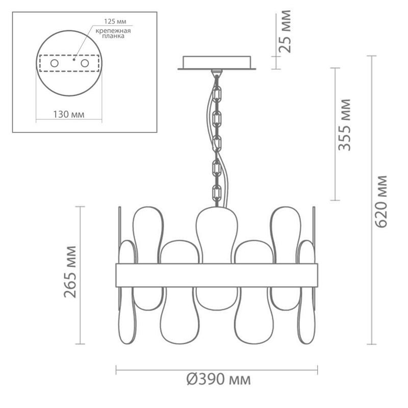 Люстра Eve Chandelier фигурное стекло диаметр 40 см в Ижевске