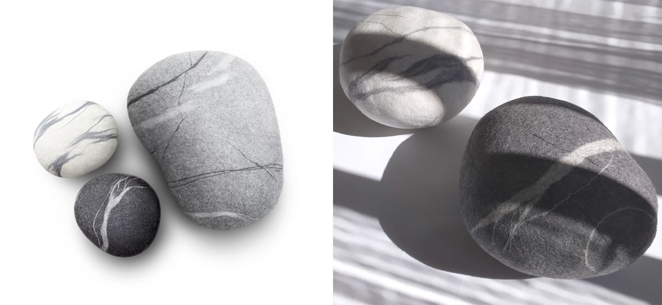 Камни - Пуфы KATSU из Валяной Шерски Набор "SUNSET" из 3-х штук - фото №1