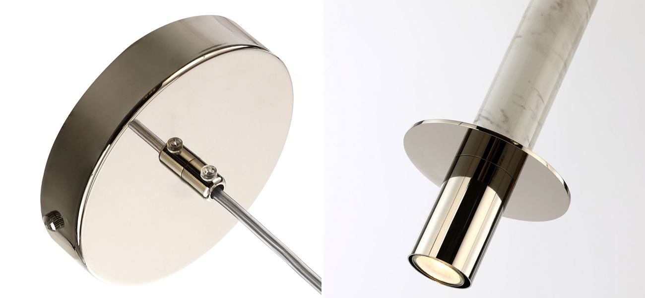 Подвесной светильник с декором под белый мрамор Shaw Marble Nickel - фото №1