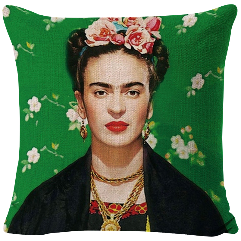 Декоративная подушка Frida Kahlo 8 Зеленый Мульти в Ижевске | Loft Concept 