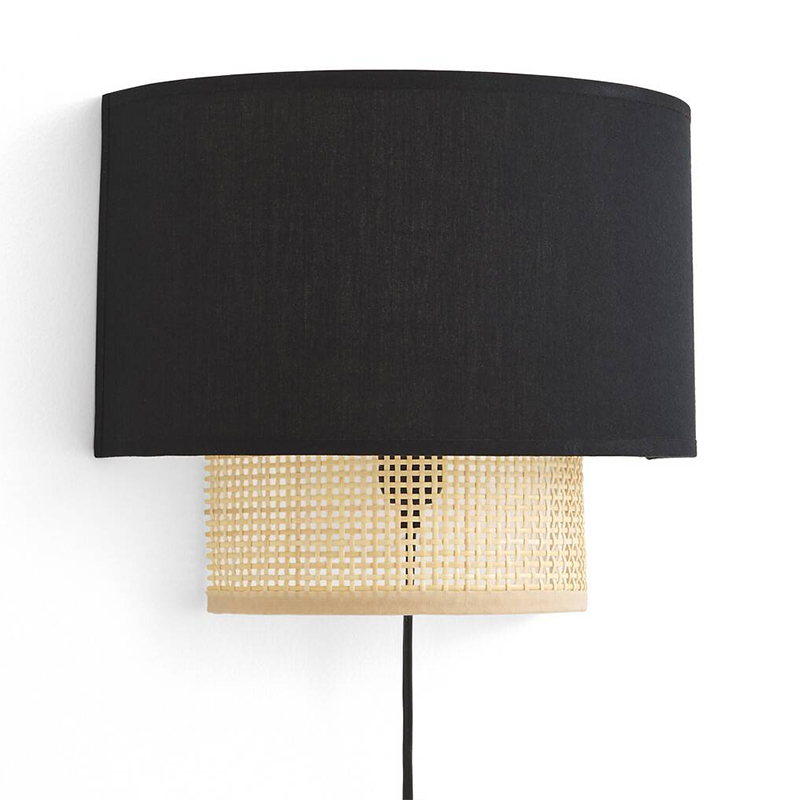 Бра Ottar Wicker Black lampshade Бежевый Черный в Ижевске | Loft Concept 