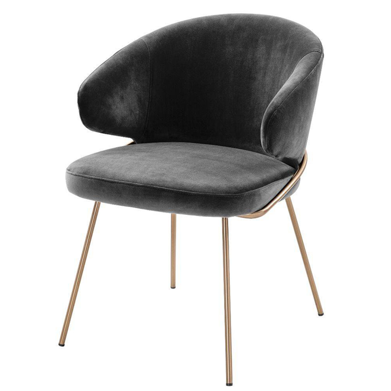 Стул Eichholtz Dining Chair Kinley dark grey Серый Латунь в Ижевске | Loft Concept 