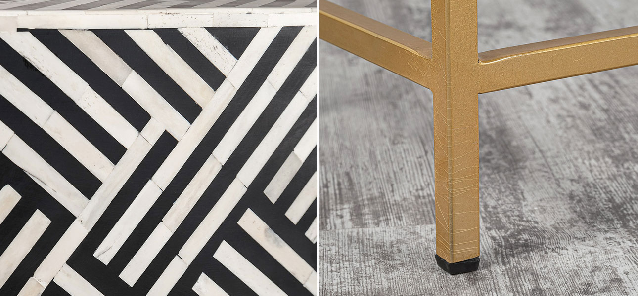 Тумба прямоугольная с инкрустацией Chester - фото №2